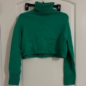 Zara Green Turtleneck Cropped Sweater